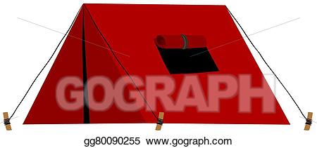 Clipart tent red tent. Eps illustration with folded