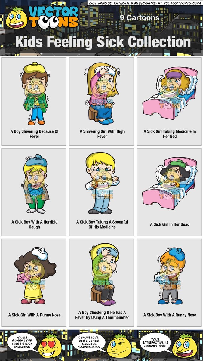 clipart thermometer sick boy girl