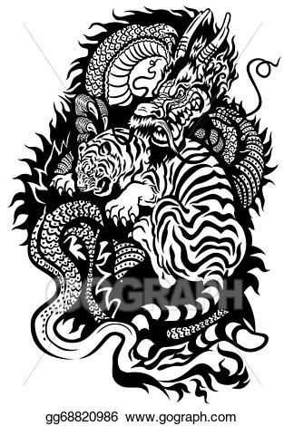 clipart tiger dragon