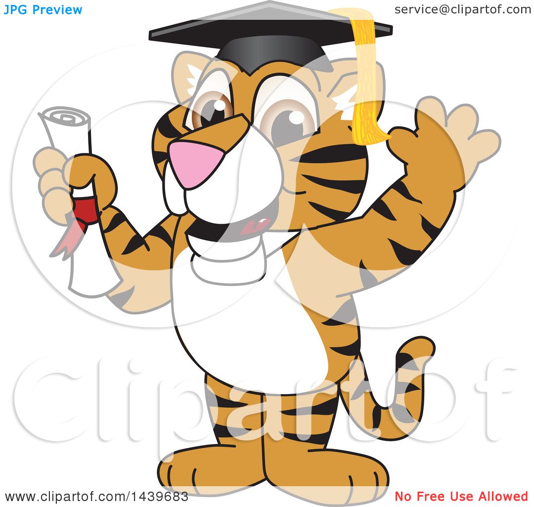 clipart tiger graduation