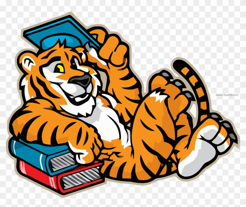 Clipart tiger graduation. Tigger mascot graduate illustration