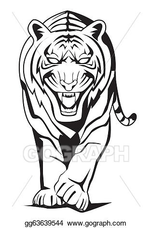 Clipart tiger walking. Eps vector walk stock