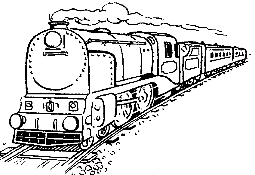 clipart train black and white