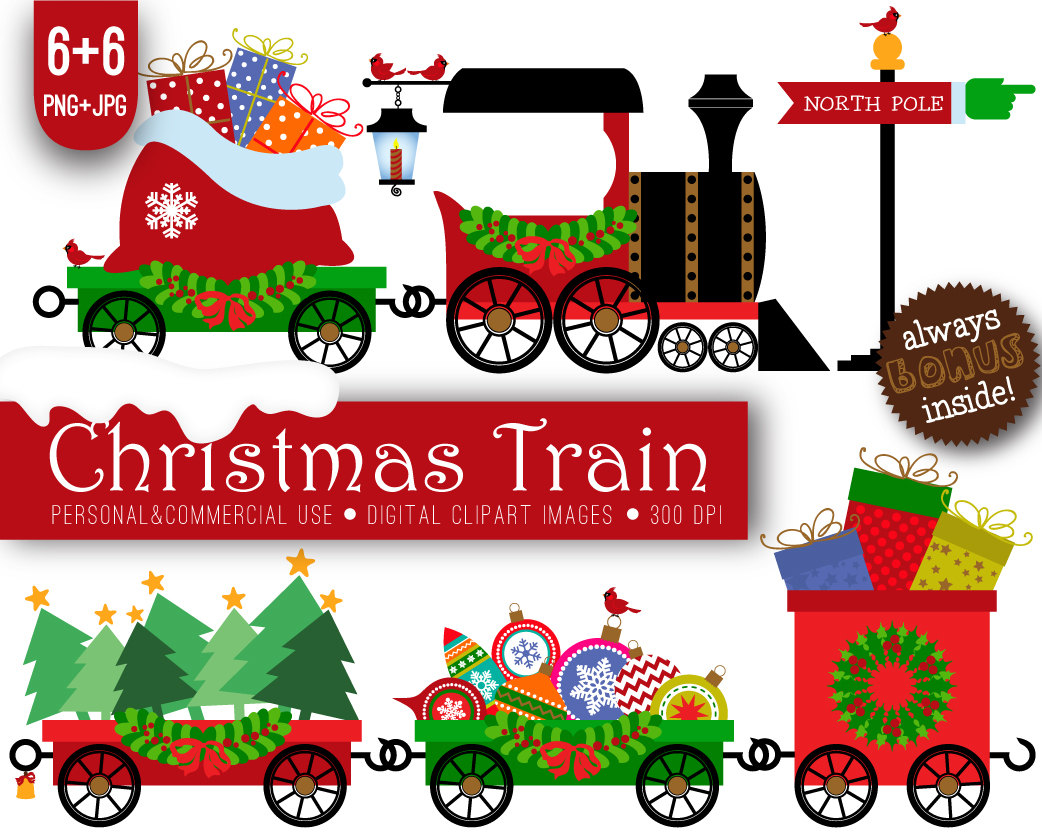 clipart train christmas