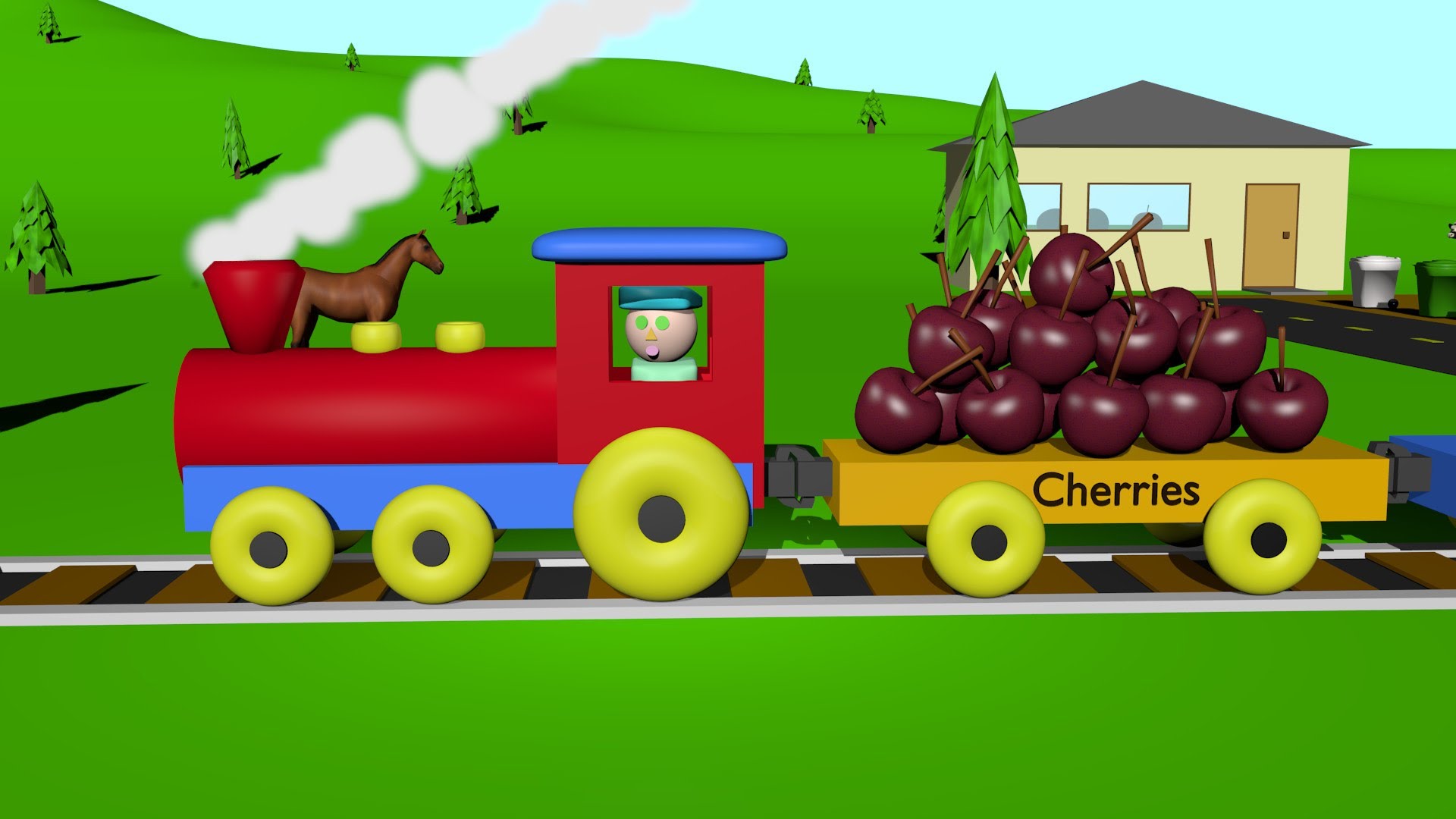 Fruit train. Английские мультфильмы для детей 2 года. Поезд с фруктами. Mother Goose Club freight Train. Train English for Kids.