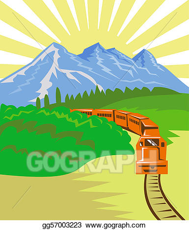 clipart train mountain