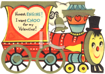 Clipart train valentines. Vintage valentine card showing