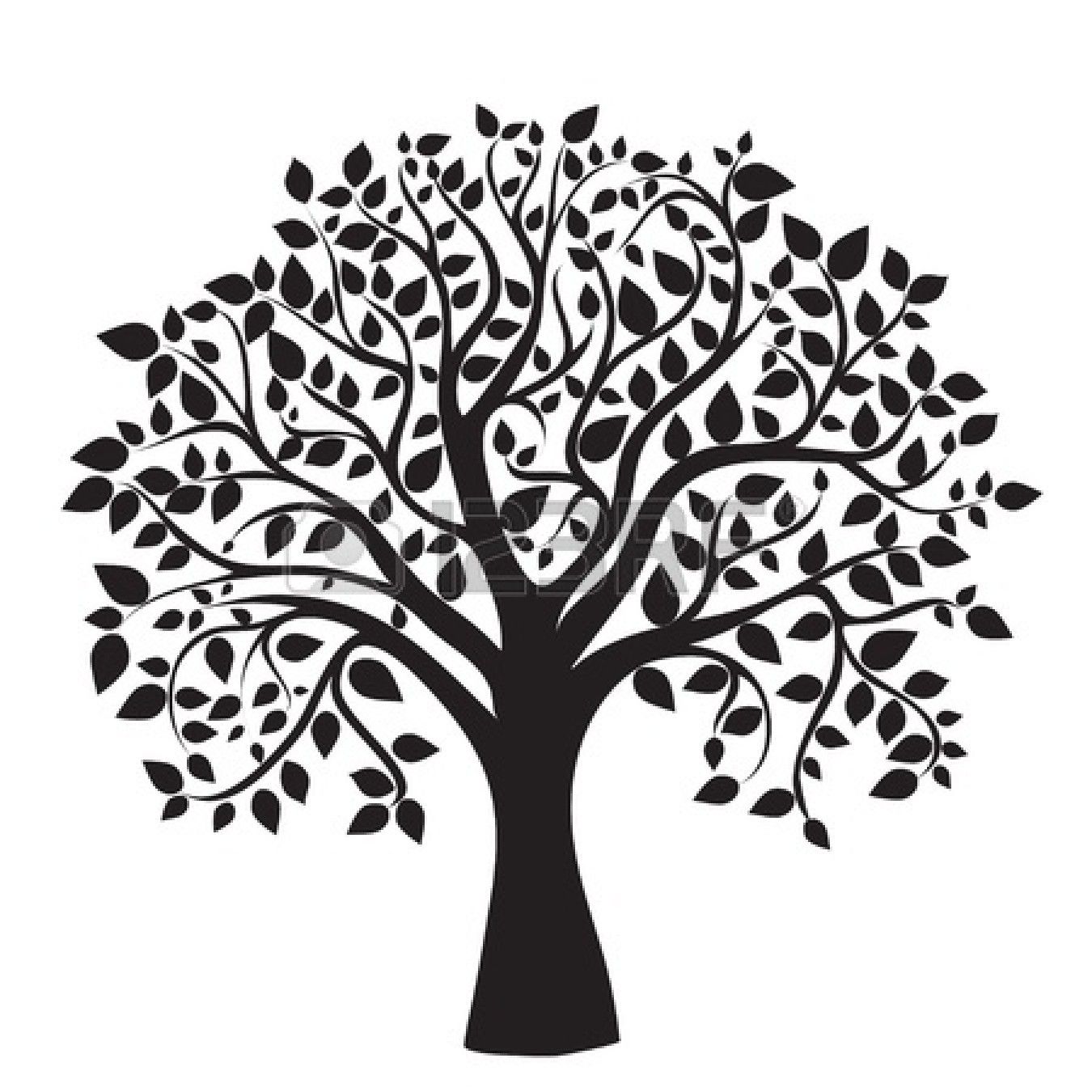 clipart tree black and white