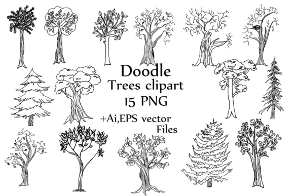 clipart trees doodle