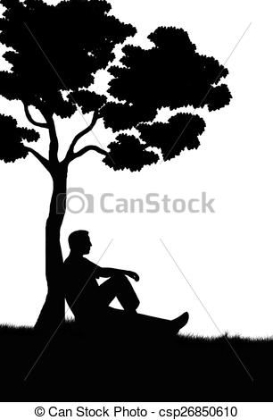 Silhouette stock illustration . Clipart trees man