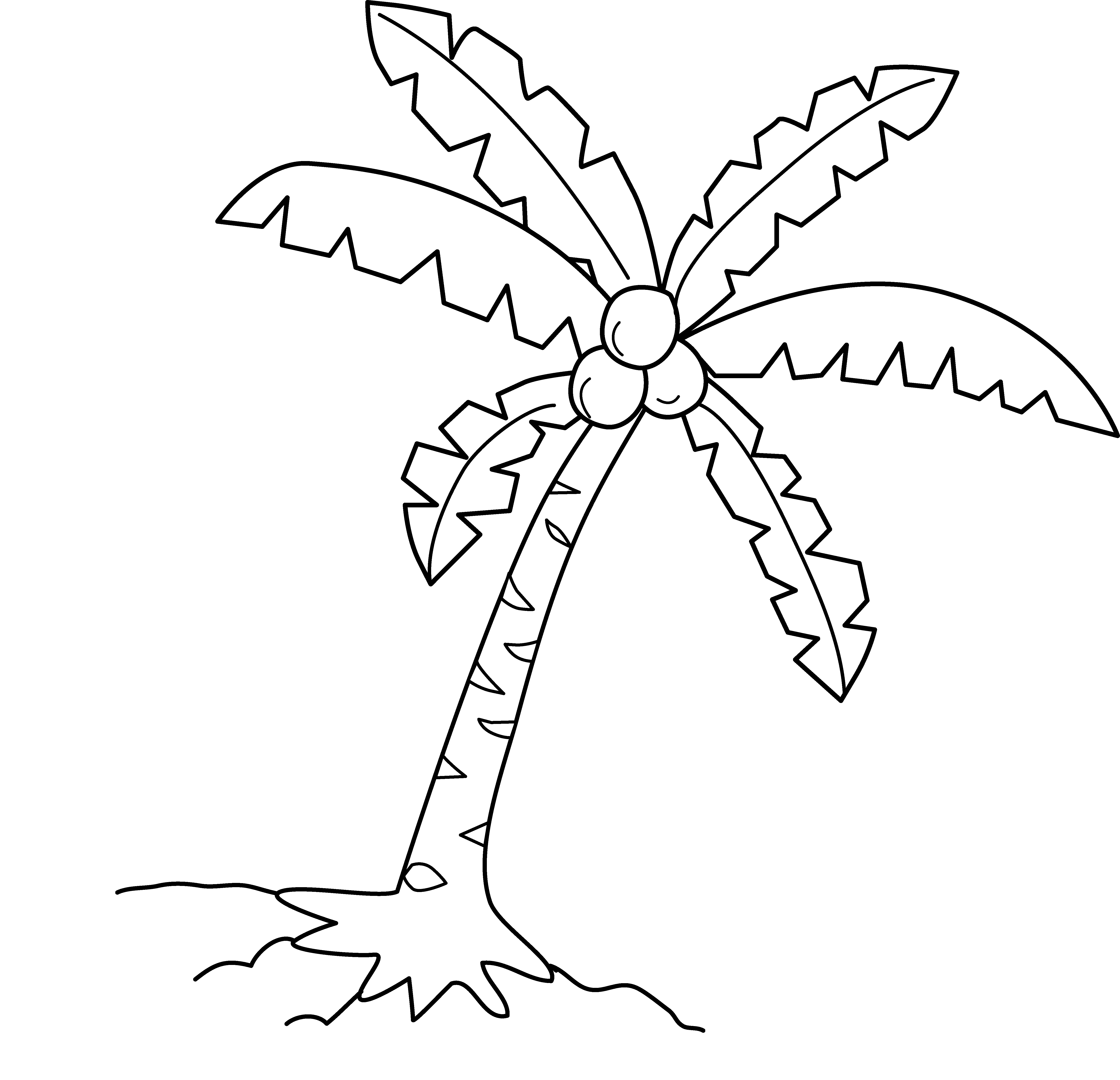 Tree coloring page free. Coconut clipart vacation