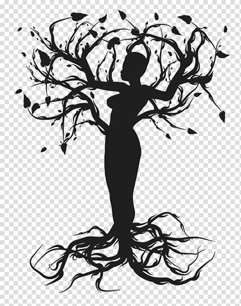 clipart trees woman