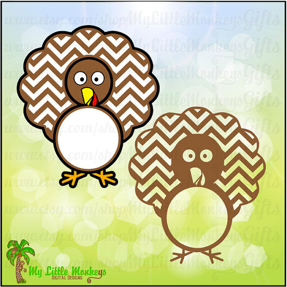 Monogram base digital instant. Clipart turkey chevron