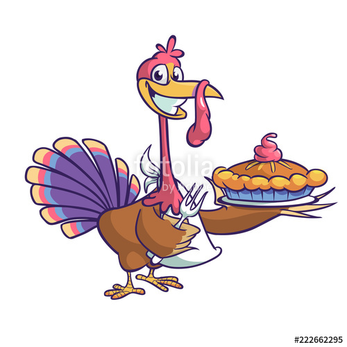 Thanksgiving cartoon bird holding. Clipart turkey fork