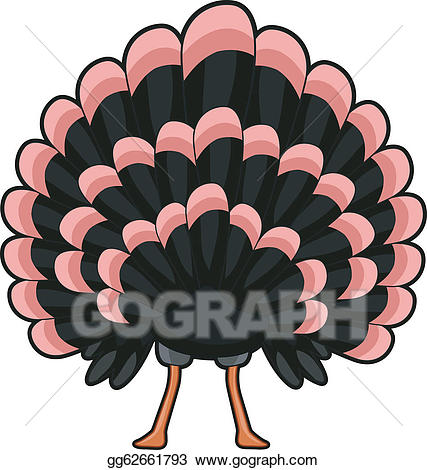 Clipart turkey illustration. Eps back view vector