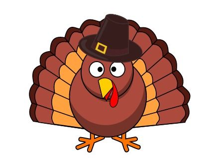 Clipart turkey modern. Cartoon in pilgrim hat