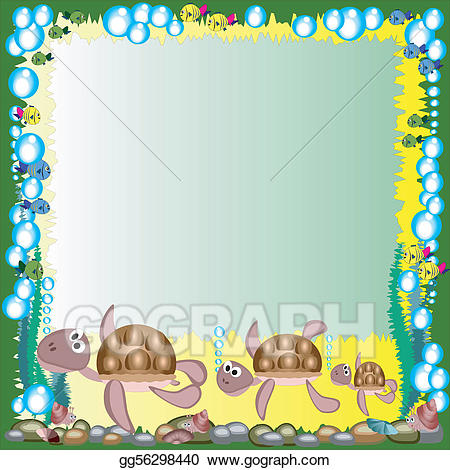 Eps illustration sea vector. Clipart turtle frame