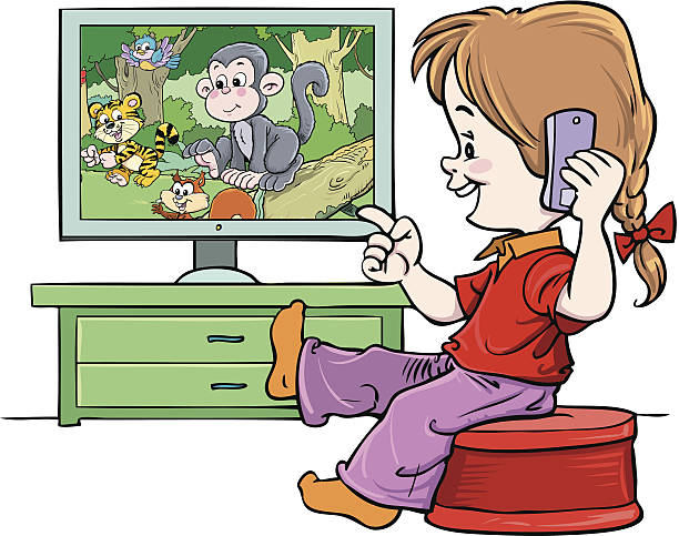 clipart tv child watch tv