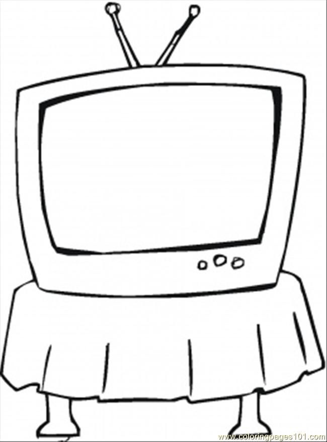 clipart tv coloring page