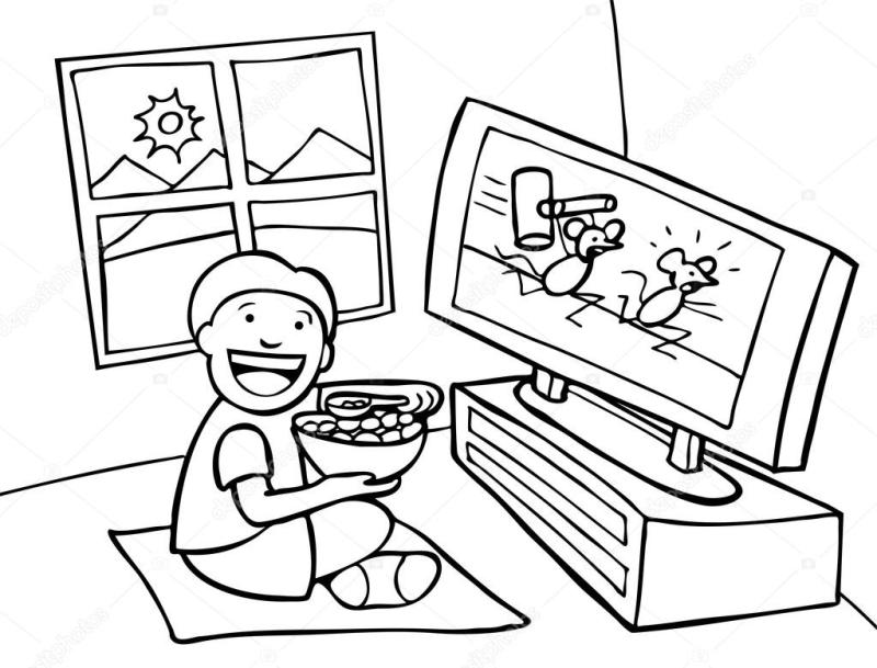 clipart tv colouring