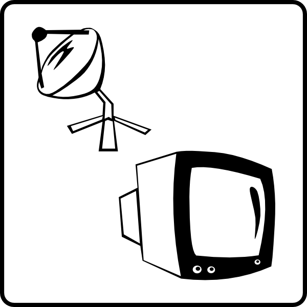 Hotel icon has clip. Television clipart satellite tv