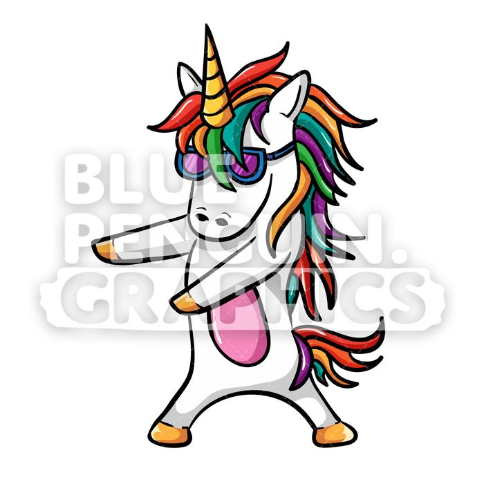 Floss dance vector cartoon. Clipart unicorn blue