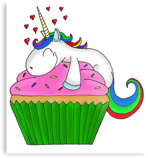 Clipart unicorn cupcake.  metal print by