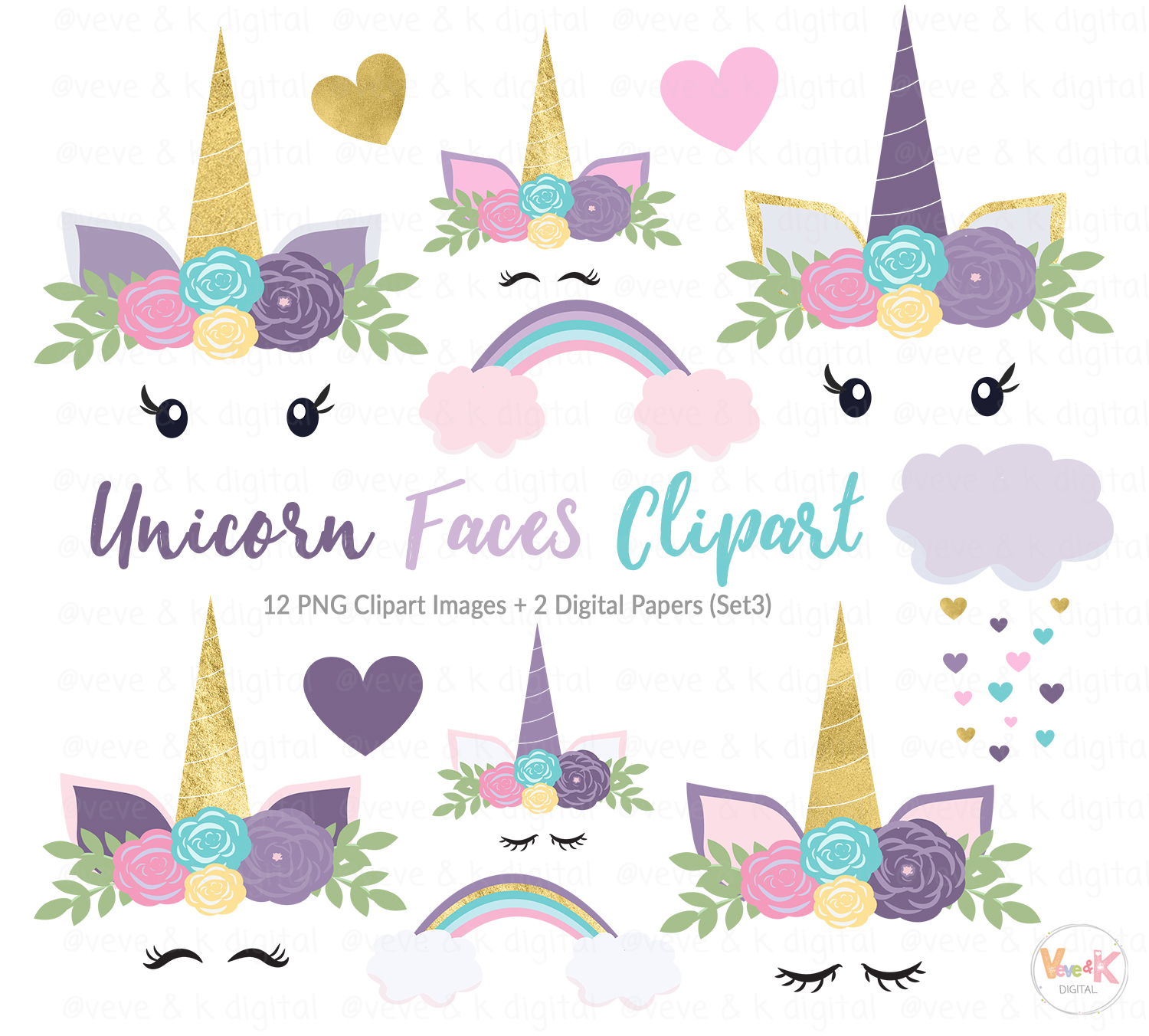 clipart unicorn faces