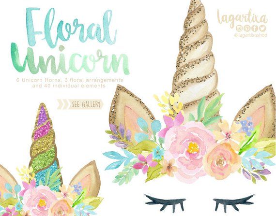 clipart unicorn floral