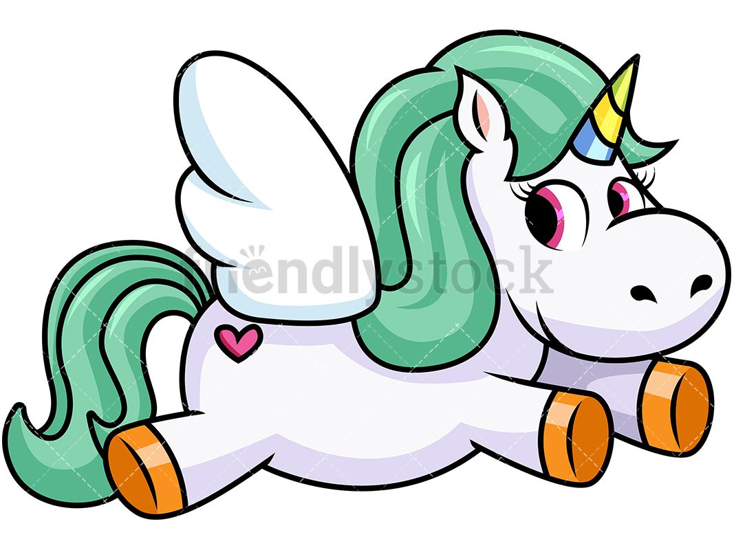 Clipart unicorn flying. With wings green hair
