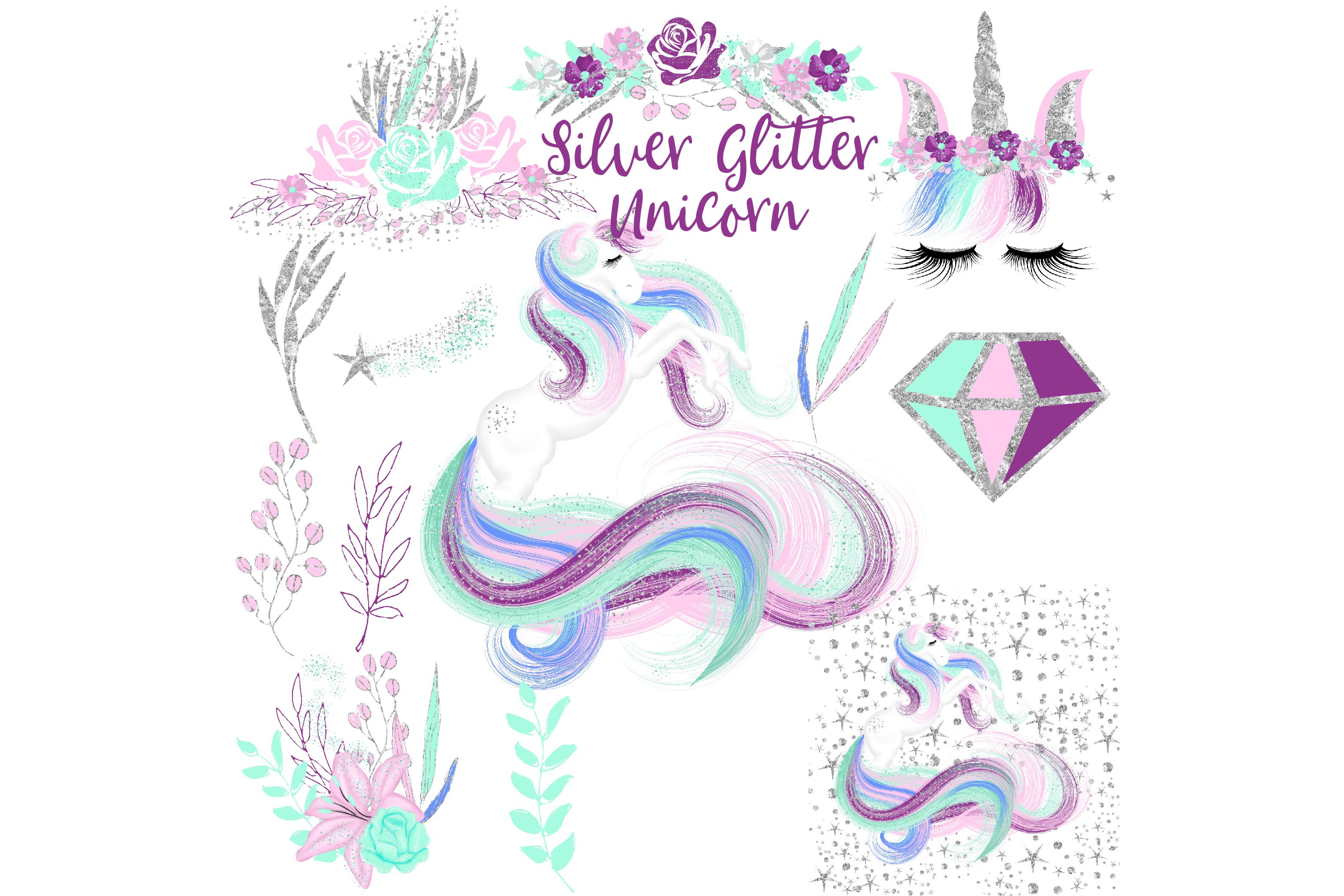 clipart unicorn glitter