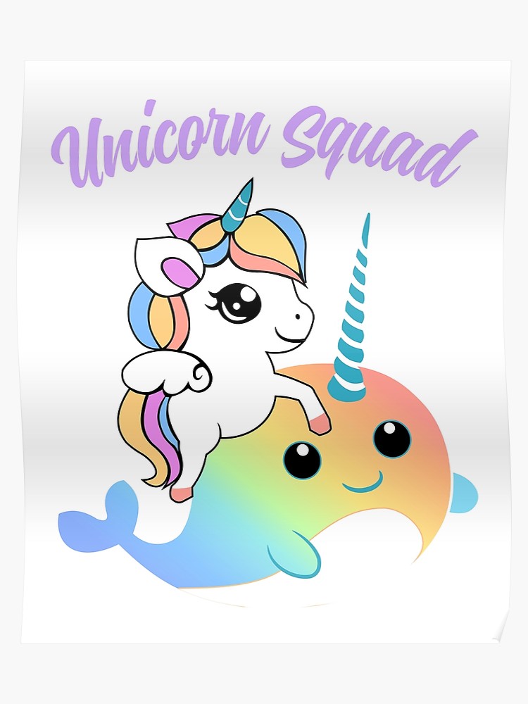 Clipart unicorn narwhal. Squad buddies poster 