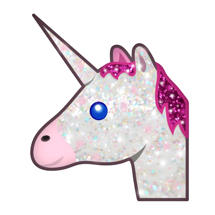 Glitter sticker by jess. Emoji clipart unicorn