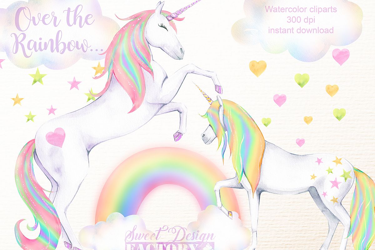 clipart unicorn watercolor