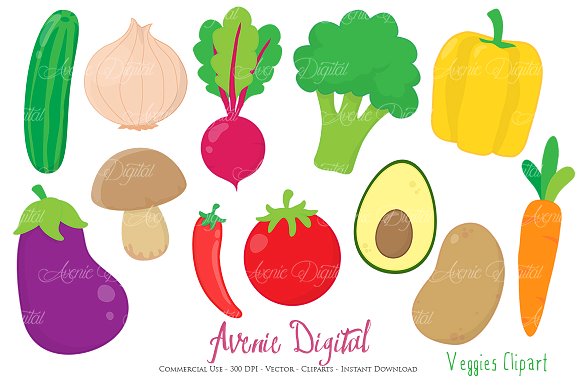 Clipart vegetables. Vectors illustrations creative market