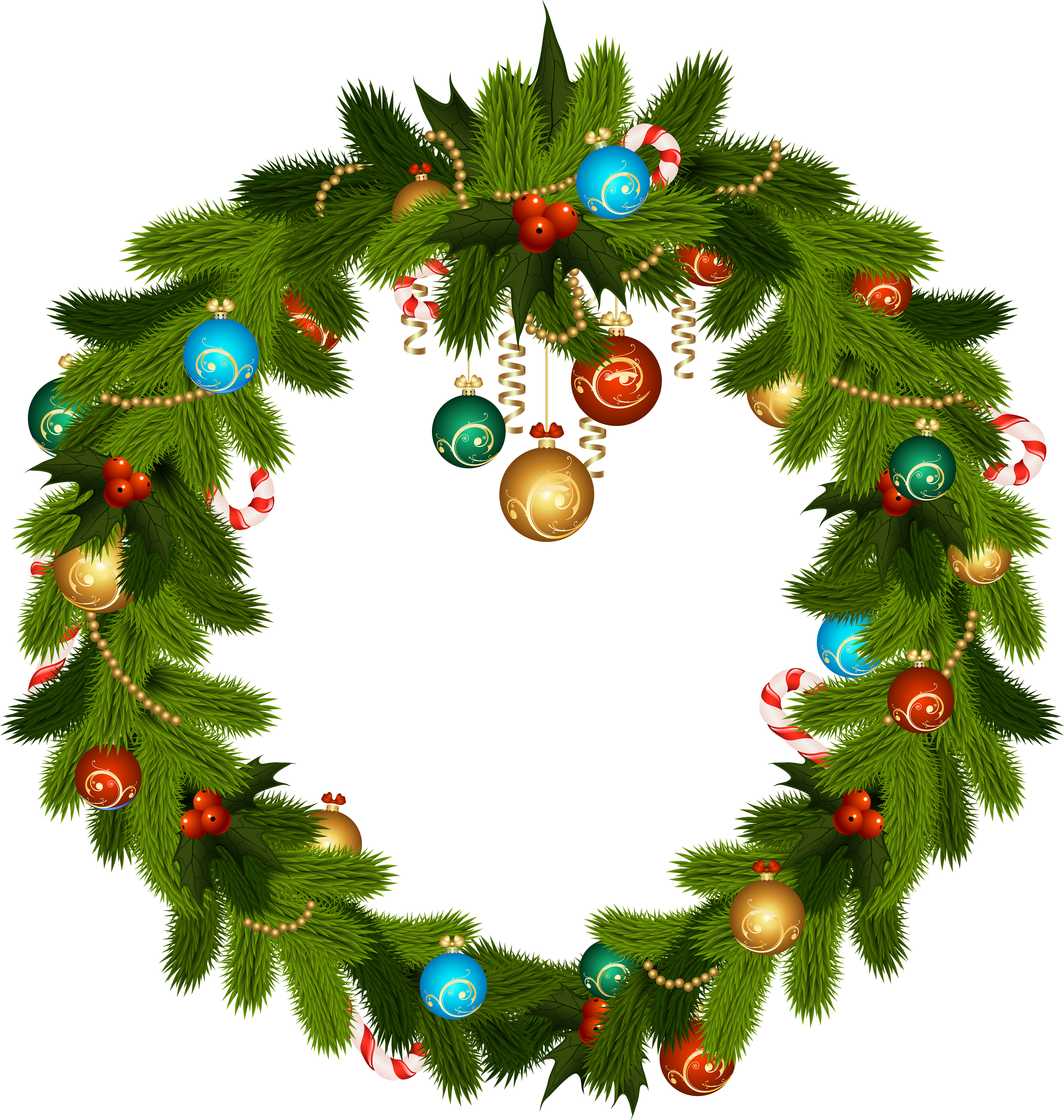ornament clipart blue christmas wreath