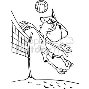 Volleyball clipart outline. Cartoon beach player royalty