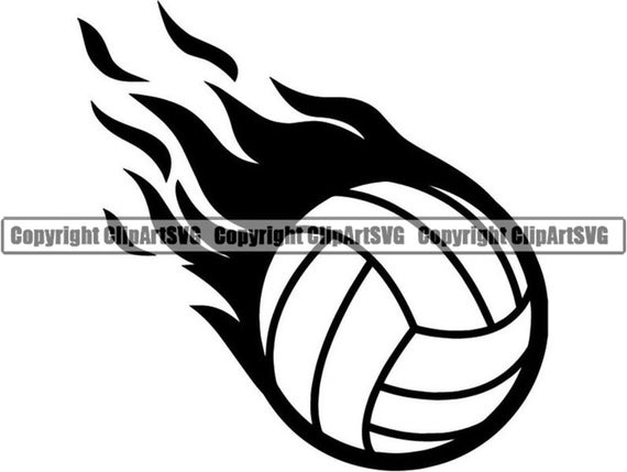 Ball fire court player. Clipart volleyball flame