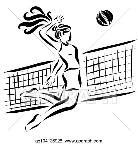 Stock illustrations sports girl. Clipart volleyball volleyball net