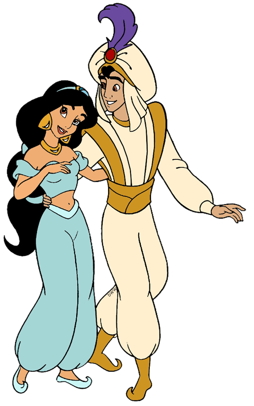 Aladdin and jasmine clip. Clipart walking 1 man