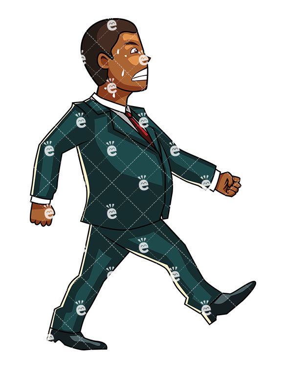 An overweight black sweating. Clipart walking big man