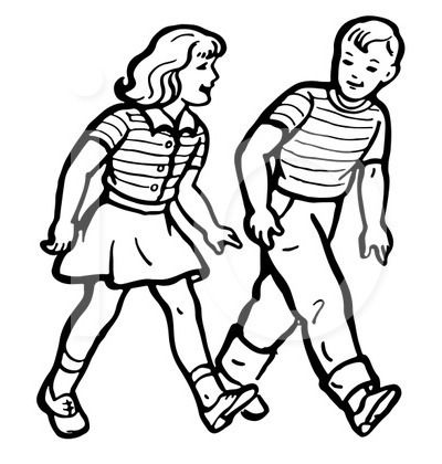 clipart walking black and white