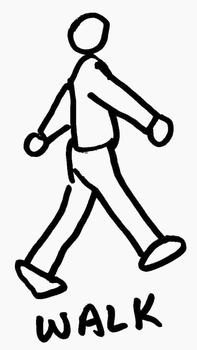 clipart walking black and white