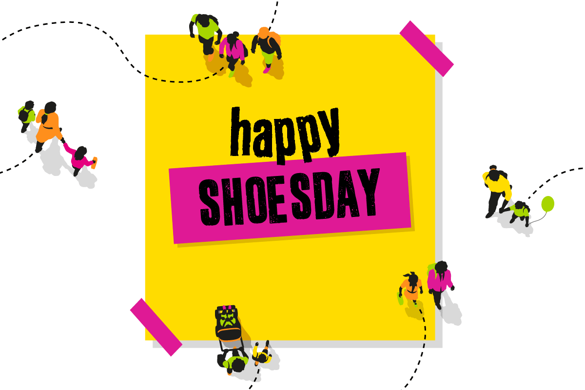 Clipart walking crazy day. Happy shoesday living streets