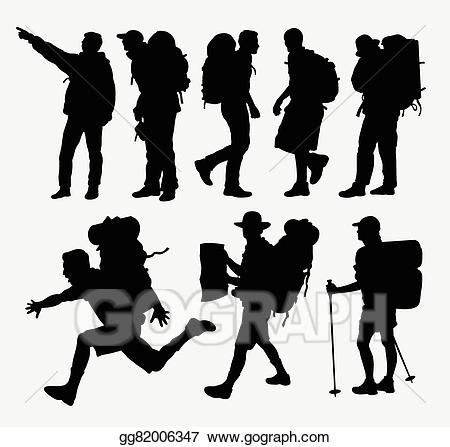 hiker clipart silhouette