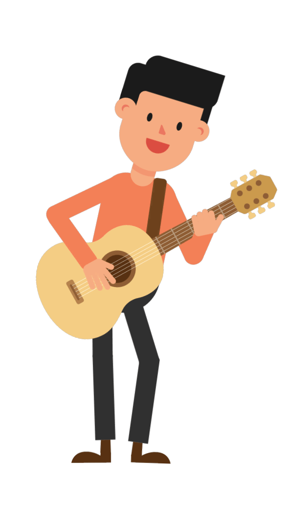 Man playing guitar standing. Whip clipart animation