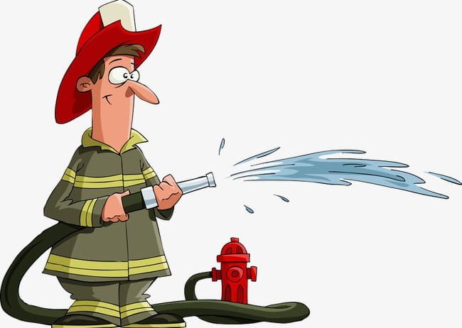Fireman clipart water extinguisher. Cartoon png 