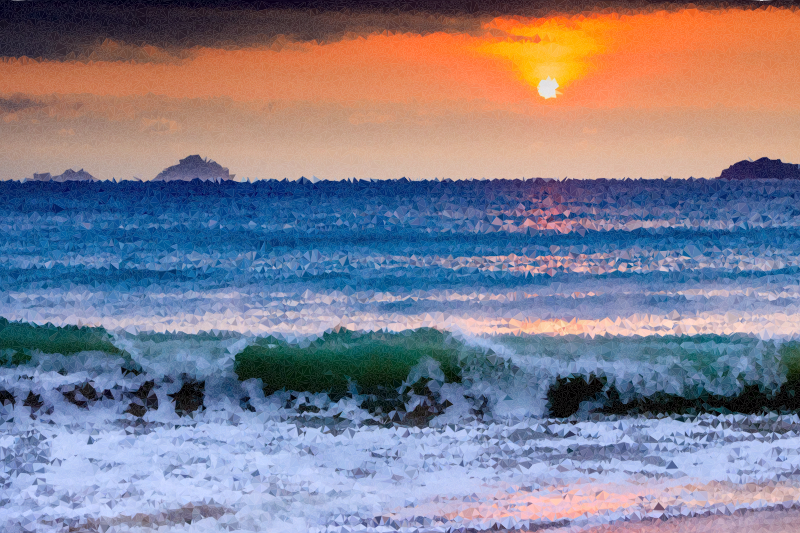 Water clipart sunset. High poly vietnam ocean