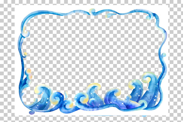 Clipart wave frame. Waves border blue and