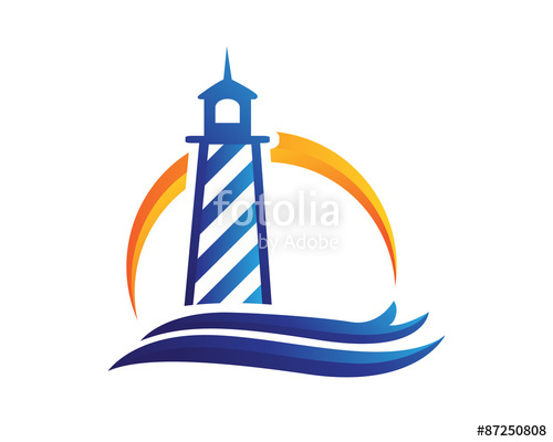 Lighthouse clipart wave. Sun logo stock image